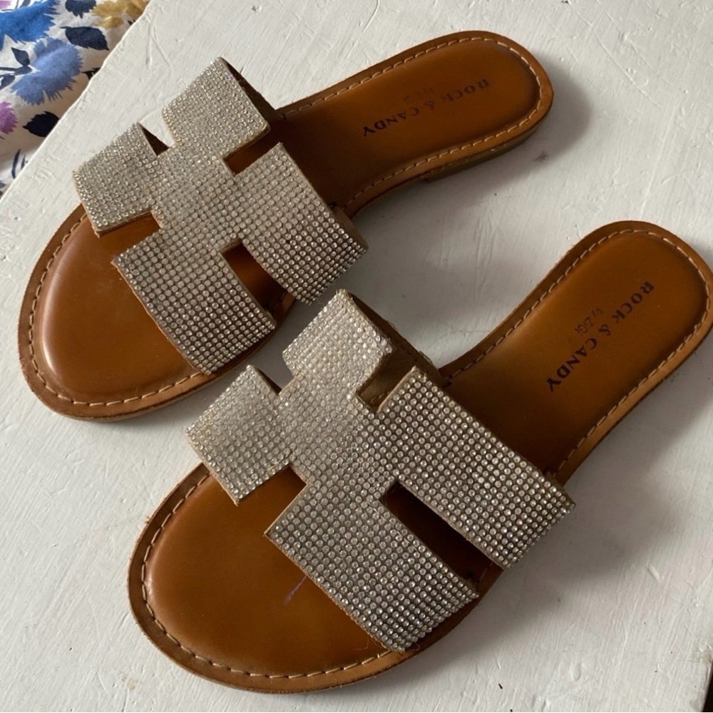 Rock & Candy Brown Sandals with Silver Accents